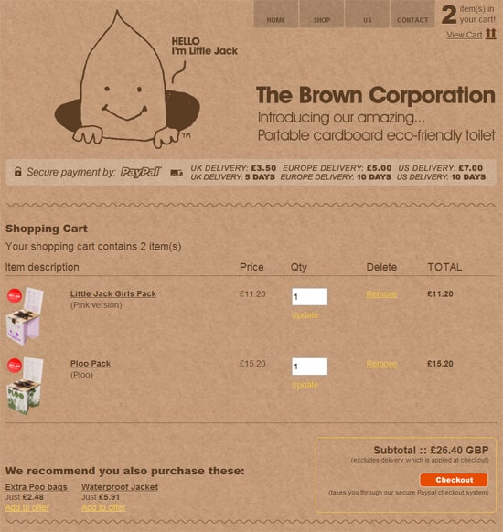На примере The Brown Corporation ми видим, как реализованы основные элементы корзины